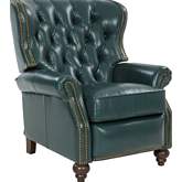 Writer's Chair Manual Recliner in Highland Emerald Green Top Grain Leather